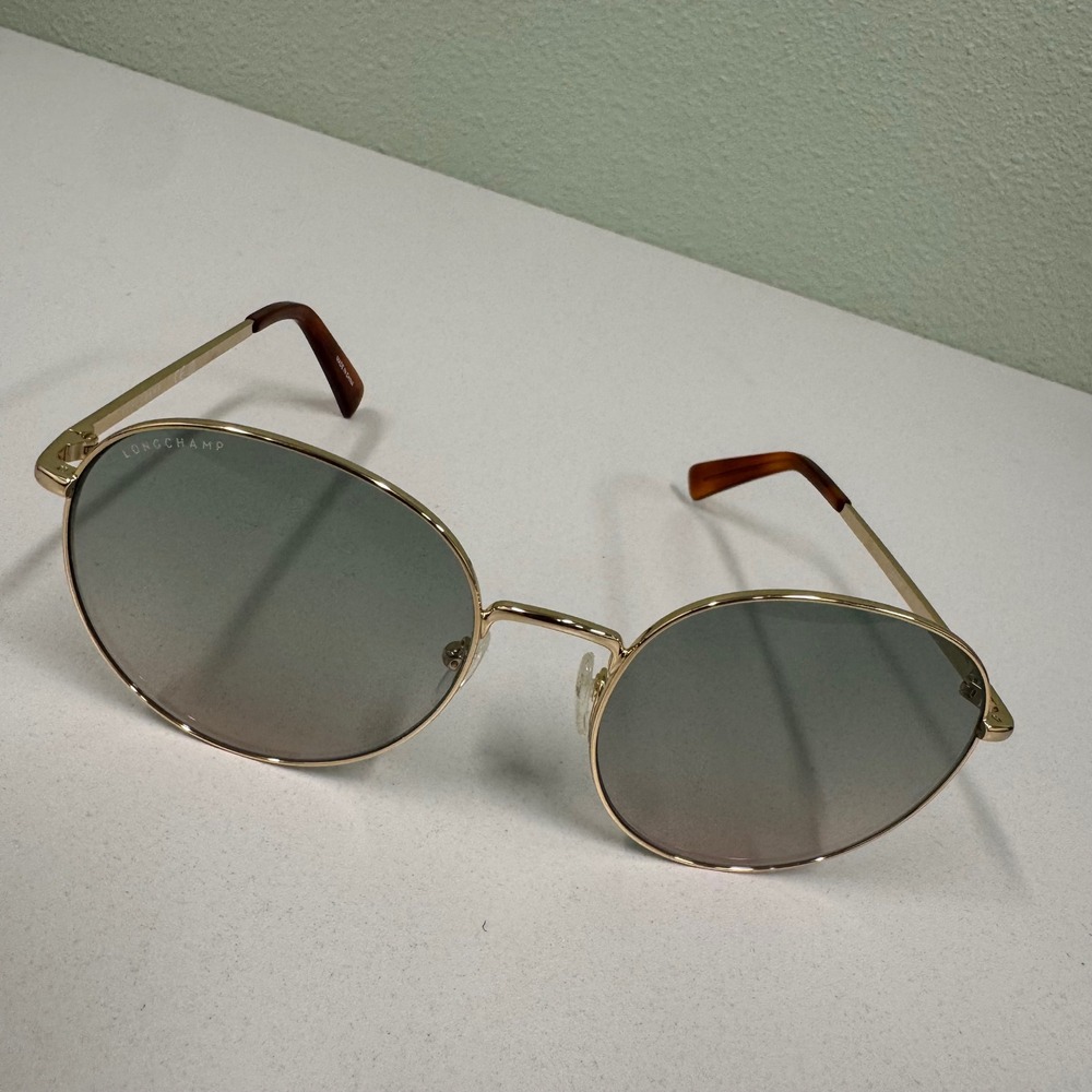 Longchamp LO101S Round Sunglasses Womens Gold Grey Rose Gradient Excellent